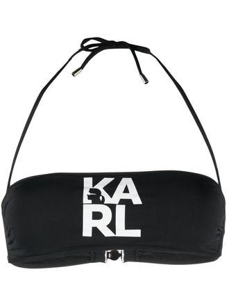 Karl Lagerfeld logo-print bandeau bikini top - women - Polyamide/Spandex/Elastane/Spandex/Elastane/Polyester - S - Black
