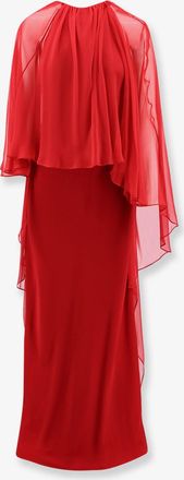 Alberta Ferretti Vestito lungo in viscosa con mantella in voile - ALBERTA FERRETTI - gender_Woman
