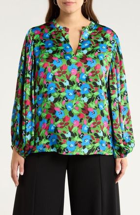 Sugarlips Destine Floral Print Top in Green-Blue-Fuchsia at Nordstrom, Size 1 X