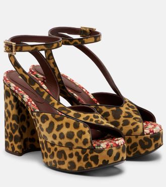 Etro 120 leopard-print canvas platform sandals