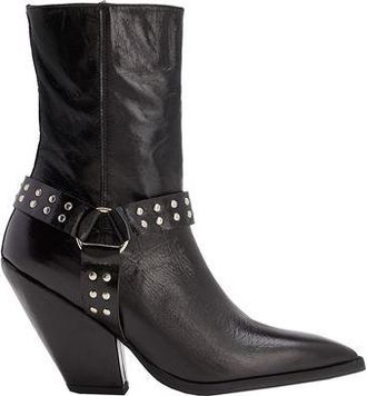 8 by YOOX LEATHER WESTERN ANKLE BOOTS HARNESS DETAIL