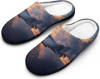 Generic Aircraft US Navy Jet Aviation Womens Slippers Warm House Slippers Indoor House Shoes with Anti-Skid Rubber Sole