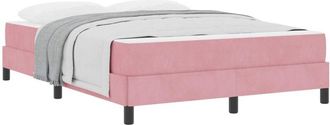 vidaXL Box Spring Bed with Mattress Pink 160 x 220 cm Fabric vidaXL