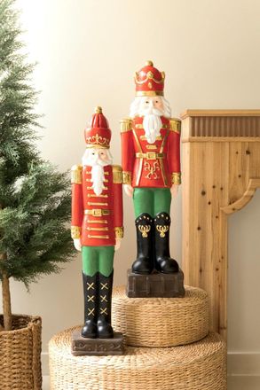 Kalalou Set Of Two Faux Concrete Christmas Soldiers