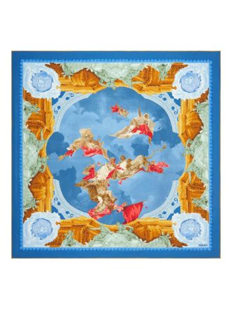 Versace Foulard in seta con stampa - Blu