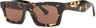 Bottega Veneta Tortoiseshell Rectangle-frame Sunglasses - Brown Havana - One Size