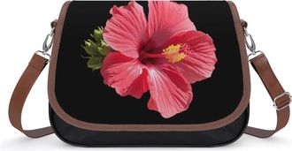 Generic Red Hibiscus Flower Small Womens Crossbody Bags Shoulder Handbag with Adjustable Strap for Travel