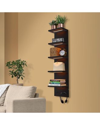 Sorbus 5-Tier Vertical Wall Shelf Unit With Led Lights