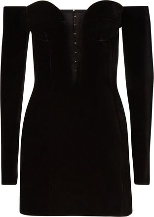 Nina Ricci off-shoulder mini dress - women - Cupro/Viscose - 38 - Black