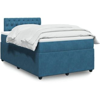 vidaXL Cama Box Spring Con Colch&oacute;n Terciopelo Azul 120x200 Cm