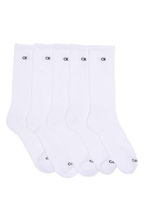 Calvin Klein Basic Sport Athletic Socks - Pack of 5 in White at Nordstrom Rack