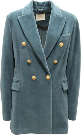 Circolo 1901 Fluwelen Dubbelborst Jas Mineraal Kleur - Dames - Blazers - Blauw - L - Jassen