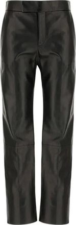 Alberta Ferretti Pantalones de Cuero Rectos - Trousers - Mujer - Negro - M
