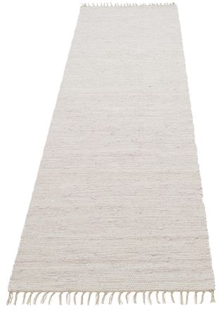 My Home Teppich »Paul« rechteckig 5 mm Höhe Wendeteppich, Uni, handgewebt, mit Fransen, reine Baumwolle, Läufer