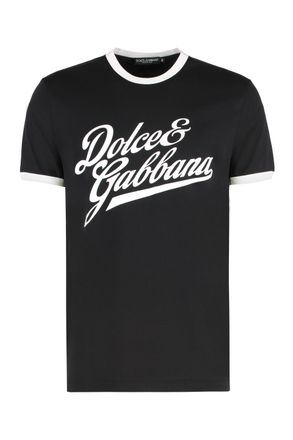 Dolce & Gabbana Logo-Embroidered Cotton T-Shirt - Black