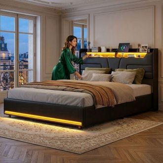OEM Cama Litera - 140x190 Cm - Led Integrada - Puertos Usb - Cofre Hidr&aacute;ulico