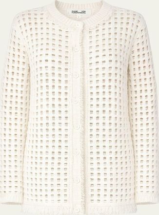 Diane Von F&uuml;rstenberg Celestina Fringed Open-Stitch Cardigan