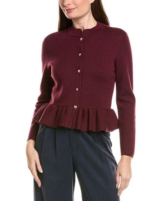 Bruno Magli Merino Wool Peplum Sweater Jacket
