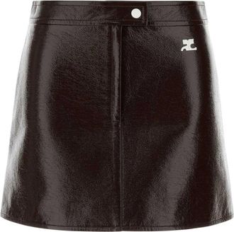 Courr&egrave;ges Reedition Vinyl Mini Rok - Dames - Korte rokken - Bruin - XS - Katoen - Rokken
