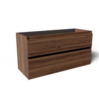 Saniclass Vita Badkamermeubelset - 120x60x46cm -2 lades - greeploos - 2 wasbakken - 2 kraangaten - overloop - keramiek - noten