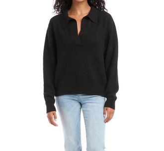 Karen Kane Biannca Polo Sweater In Black