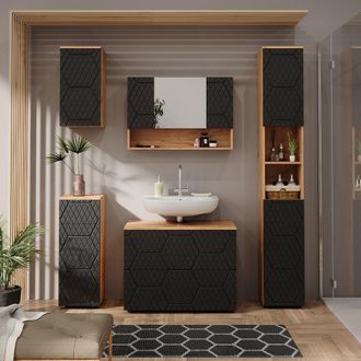 Vicco Conjunto De Muebles De Ba&ntilde;o Irma, Rayas Antracita, 5 Partes, Vicco