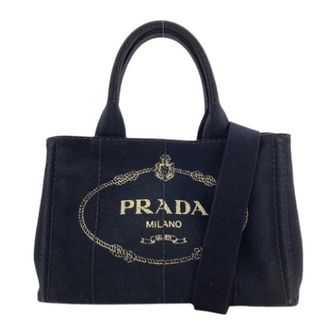 Prada Pre-owned Tote Bags, female, Black, Size: ONE SIZE Pre-owned Canapa Handbag