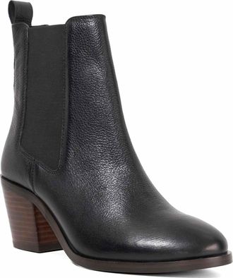 Dune London Womens Ladies Pasil - Almond Toe Block Heel Boots - Black Leather - Size UK 6