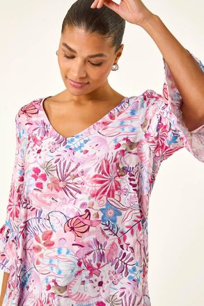 Roman Floral Flare Sleeve Top