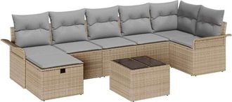 vidaXL Garden Sofa Set with Cushion 8 pcs Beige Poly rattan vidaXL