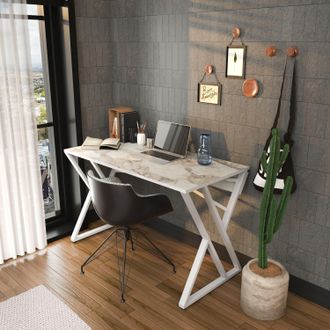 Decorotika Gyza Study & Writing Desk Metal Legs for Office, Study & Home in White