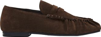 Alohas Penny Strap Brown Suede Moccasins with Detailed Stitching