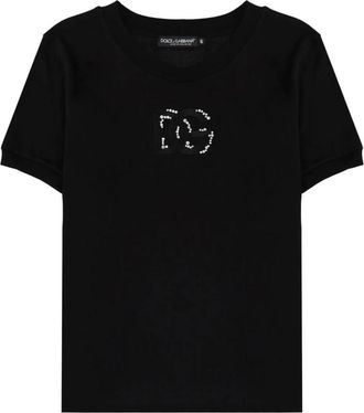Dolce & Gabbana T-shirt met geborduurd logo - Dames - T-shirts - Zwart - S - Katoen - Tops