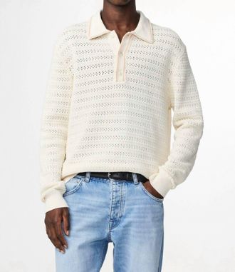 Nn.07 Josh Long Sleeve Polo In Ivory