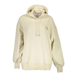 Calvin Klein Hoodies & sweatvesten, Dames, Beige, L, Katoen, Beige Katoenen Dames Hoodie Sweatshirt