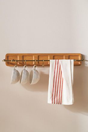 Anthropologie Elle Oak Wood Kitchen Utensil Rail