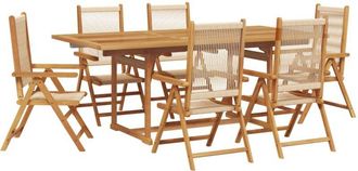 vidaXL Set De Comedor Jard&iacute;n 7 Pzas Polipropileno Madera Maciza Beige Vidaxl