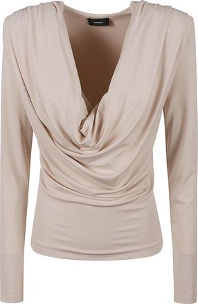 Wardrobe.NYC Draped Cowl Neck Long-Sleeved Top