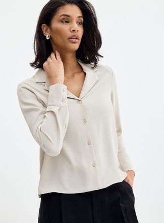 Contemporaine Womens Flowy notch-collar shirt