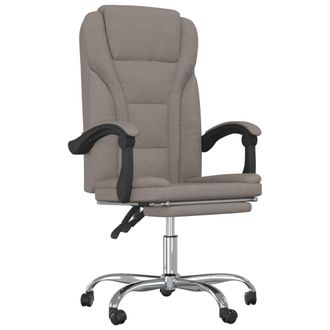 vidaXL Silla De Oficina Reclinable De Tela Gris Taup&eacute; Vidaxl