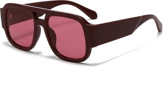 Generic Square Large Frame Sunglasses Mens And Womens Outdoor Commuter Party Photo Shooting Sports Sun Glasses(Red)