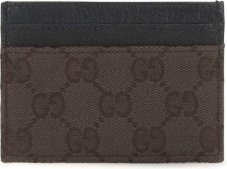 Gucci Womens Gg Fabric Card Holder Choco Brown-Black Polyester; Cotton; Polyamide Wallet Brown/black
