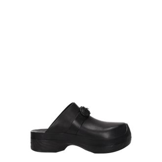 Ferragamo Nee Damess Leren zwarte slippers en klompen