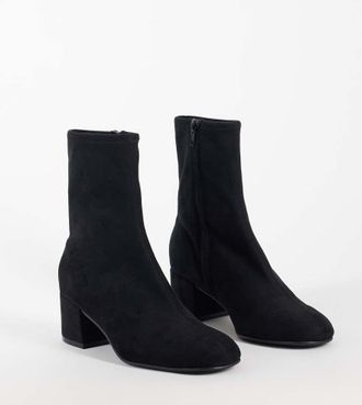 Asos wide fit Ronan stivaletti con tacco largo in suedette nera-Nero