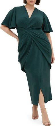 City Chic Braelynn High-Low Maxi Dress in Emerald at Nordstrom, Size Xxxs