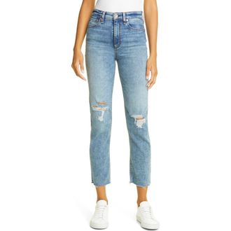 Rag & Bone Nina Ripped High Waist Ankle Cigarette Jeans in Bloomfield at Nordstrom, Size 24