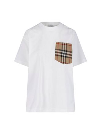 Burberry T-Shirt Con Tasca Check