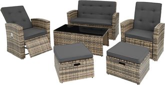 TecTake Conjunto de rat&aacute;n con estructura de aluminio y resistente natural