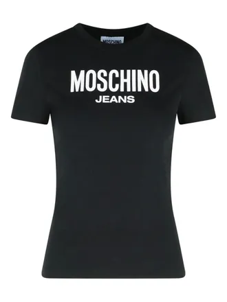 Moschino logo-print cotton T-shirt - women - Cotton - L - Black