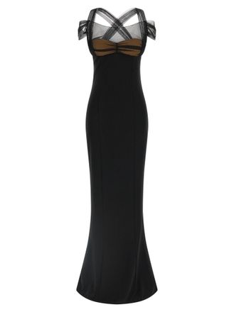 Nensi Dojaka Black Draped Padded Cup Maxi dress